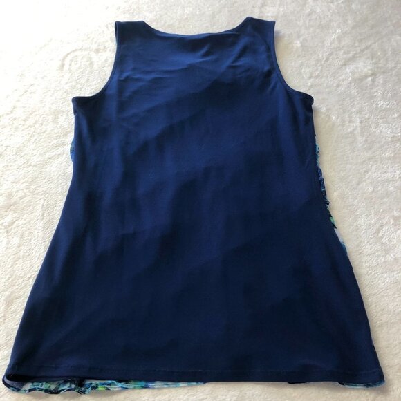 WHBM Ruffled Flowy Sleeveless Blue Floral Top Blouse Size X-Small - Picture 4 of 9